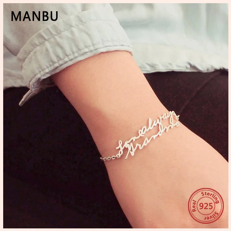 

MANBU new personalized custom bracelet 100% 925 sterling silver bracelet female trendy fashion jewelry Luxury gift for women DIY