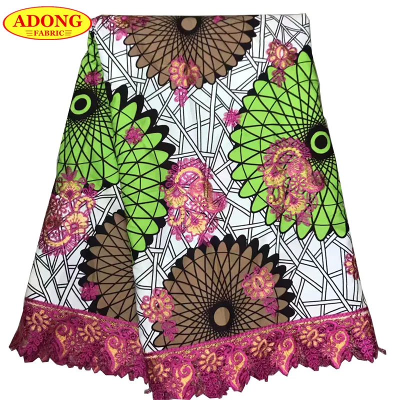 

Best Selling 100% Cotton African Print Wax Lace Fabric 6 Yards African Embroidery Lace High Quality For Woman Tailored Dress