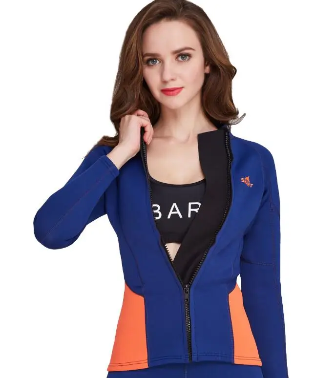 Women's 2mm Neoprene Long Sleeve Jacket Rashguard Front Zipper Warm