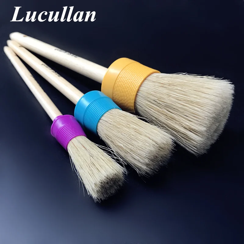 Lucullan 3 шт./лот автомобильные детализирующие кисти с деревянной ручкой очень