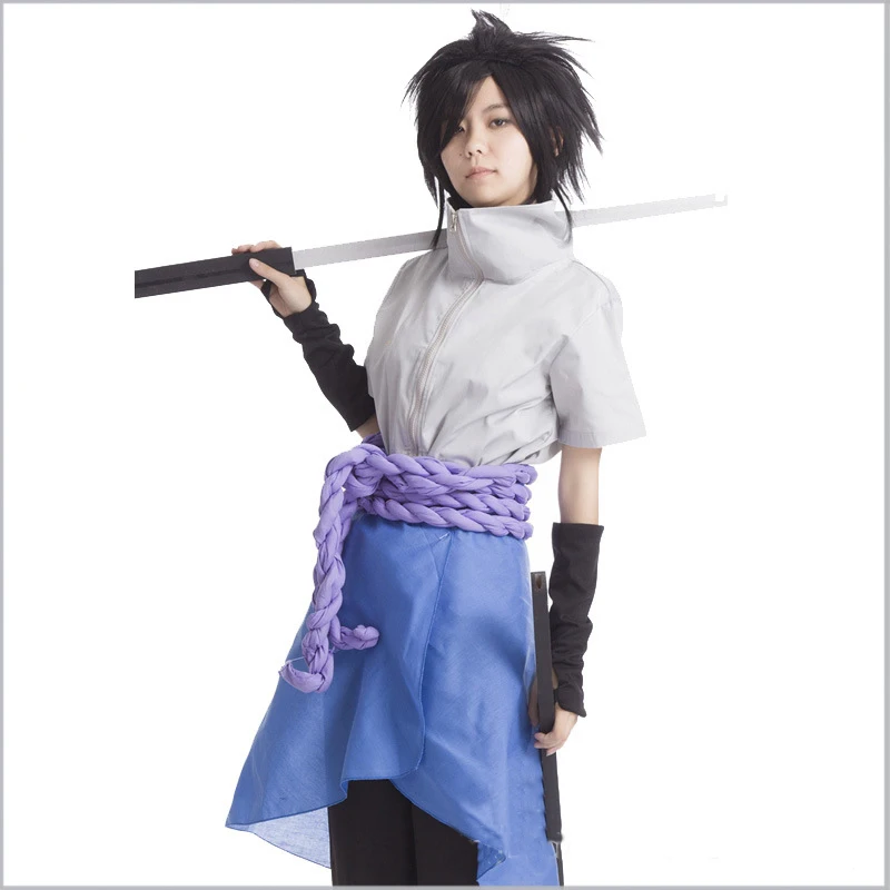 

Anime N aruto Sasuke Uchiha Cosplay Halloween Party Set Cosplay Costume Four-piece set +wig