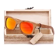 Модные бамбуковые солнцезащитные очки с зеркальным покрытием, поляризационные солнцезащитные очки унисекс, очки ручной работы, деревянный ящик