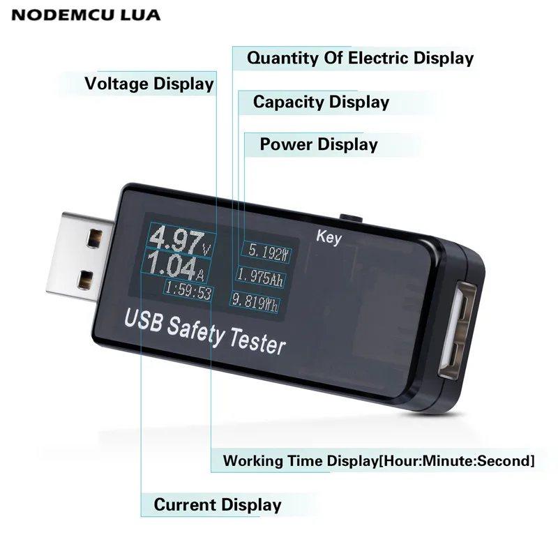 

3V-30V 5.1A USB Tester Digital Dispay Current Voltage Charger Capacity Doctor power bank meter voltmeter Test Speed of Charges