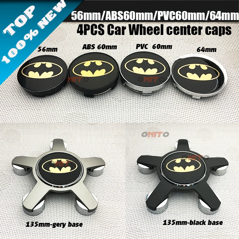 

Car Accessories 4pcs/set 56mm 60mm 64mm 135mm car wheel logo emblem cap Car Wheel Dust-proof emblem covers for Batman logo