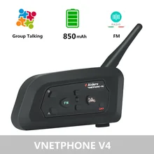 VNETPHONE V4 850 mAh Аксессуары для мотоциклов шлема Bluetooth гарнитура 4 группы людей говорить Водонепроницаемый FM 2019