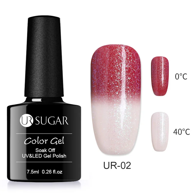Ur Sugar 7,5 мл чувствительный к солнечному свету термальный УФ Гель-лак блеск меняющий цвет неоновый дизайн для ногтей Гель-лак - Цвет: UR-02