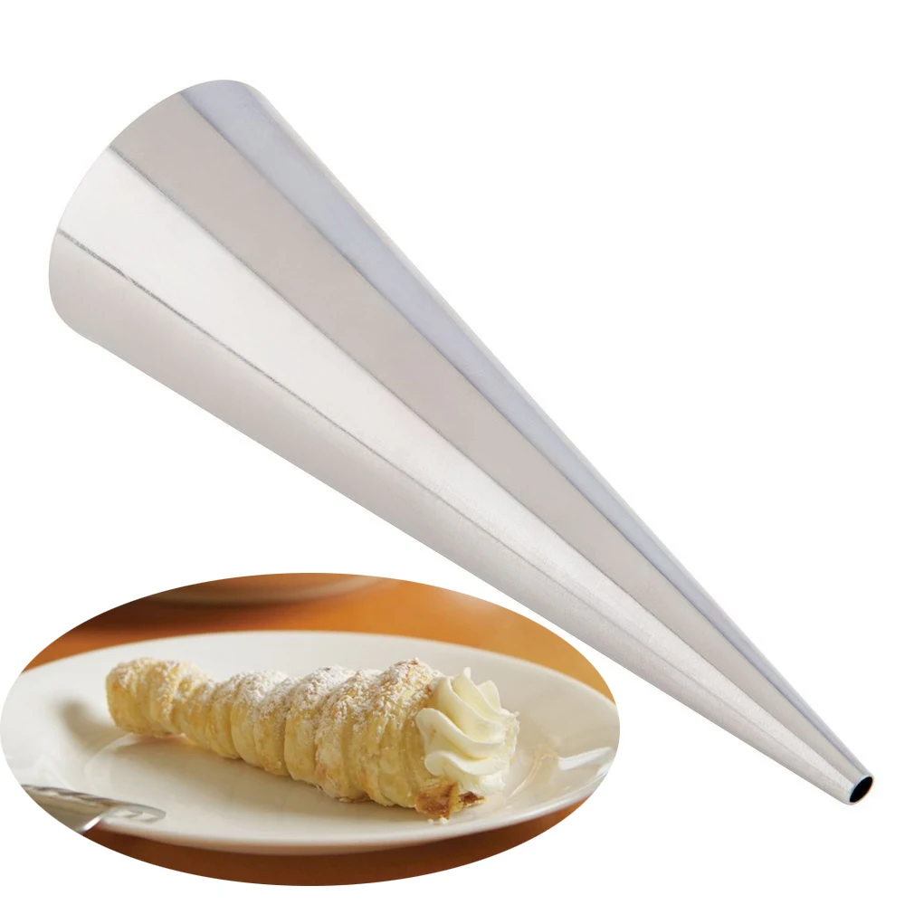 1pcsStainlessSteelCreamHornCasesFormsPastryDessertBakingCreamHornMoldsBakeware