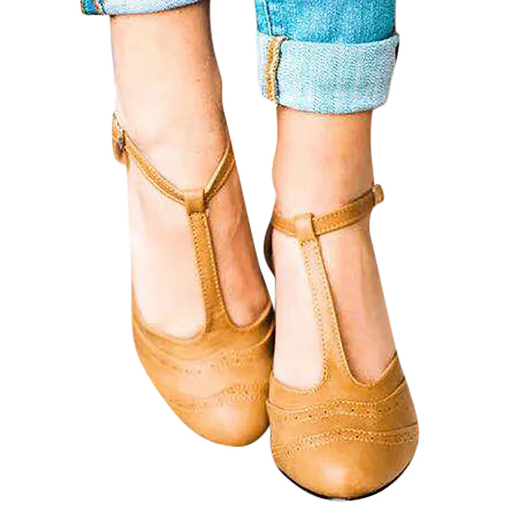

SAGACE Women Pu Casual Round Toe Sandals Fashion Pumps Square Heel Sandals Back Strap Womans Sandals Summer Woman Shoes