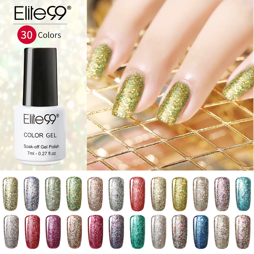 

Elite99 Nail Art Design Manicure 30 Color 7ML Soak Off Bling Gel Polish LED UV Gel Nail Polish Lacquer Nail Enamel Lacquer