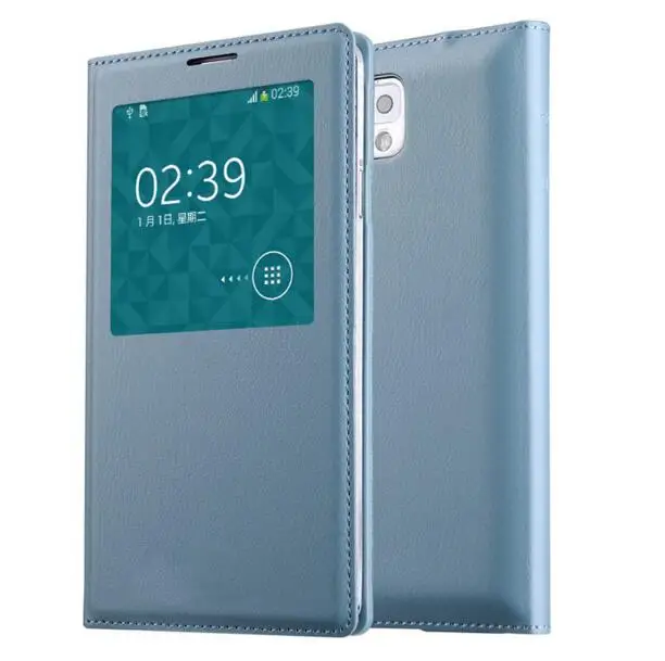 Note3 чип умный чехол для samsung Galaxy Note 3 Флип кожаный чехол samsung Note III N9000 N9005 Окно просмотра Atuo сна - Цвет: Note3 Sky blue