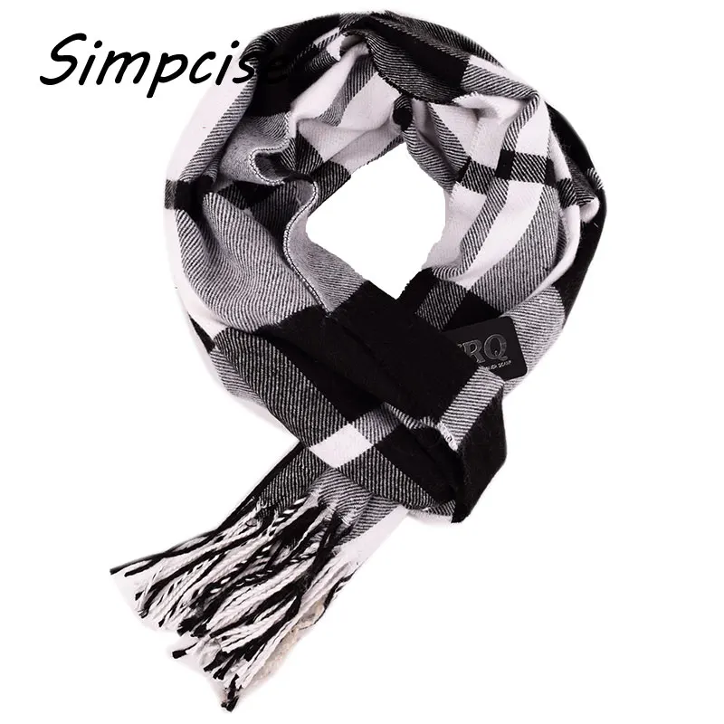 Designer Unisex Polyester Fiber Wool Cashmere Blend Plaid Warm Scarf 2016 New Charming Man Scarves A3A17537 mens navy scarf