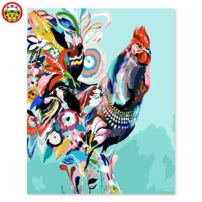 

painting by numbers art paint by number DIY decoration living room bedroom sofa background painting abstract flower chicken