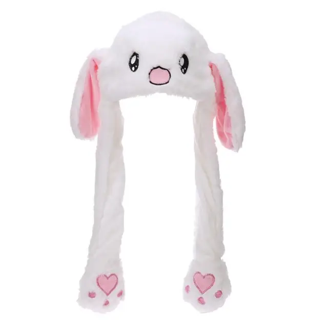 Lovely Baby Cartoon Plush Moving Ears Rabbit Hats Toys Kids Funny Adults Pinching Soft Ear Animals Shape Hat Children Gifts 2