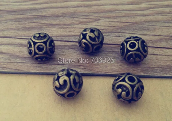 

20pcs/lot Antique bronze hollow out ball pendant charm connector 12mm