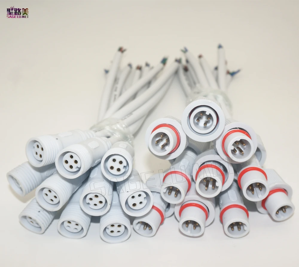 

50 pairs 4 Pin connector white or black wire Male to Female Waterproof Cable for LED Light Strips LED flood light 4 core plug WP