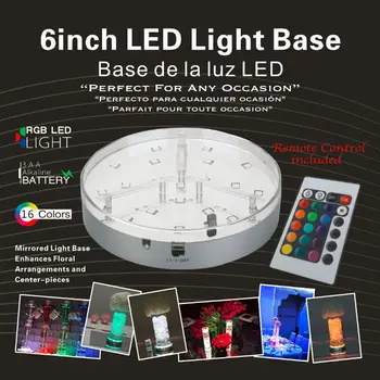 

2PCS/Lot Factory Direct Deal 6inch RGB Color Changing Light Base with Remote Controller for Wedding Centerpiece Lighting