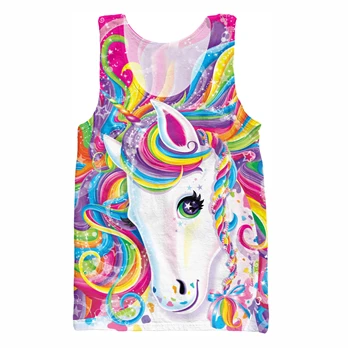YX GIRL 2018 summer new style Cool vest Fashion Mens 3d Vest Cute animal Lisa Frank Print Unisex Casual Tank tops color as the picture