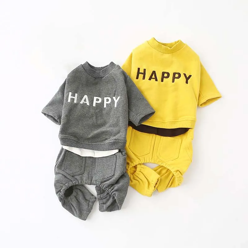 

Happy Letters Printed Dog Jumpsuit Comfortable Cotton Dog Clothes for Small Dogs Outdoor Casual Dogs Pets Clothing 10A