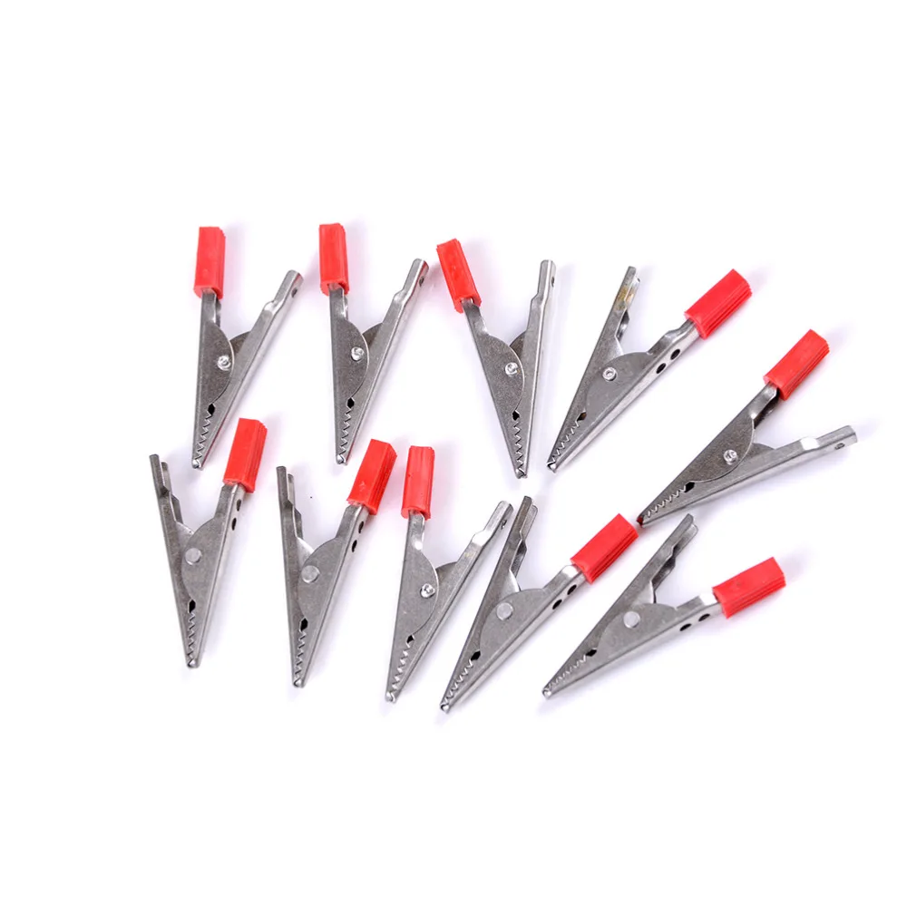 10pcs/lot Plastic Handle Metal Insulated Alligator Clips Crocodile Clips Clamp Red Black Insulated Crocodile Clip =