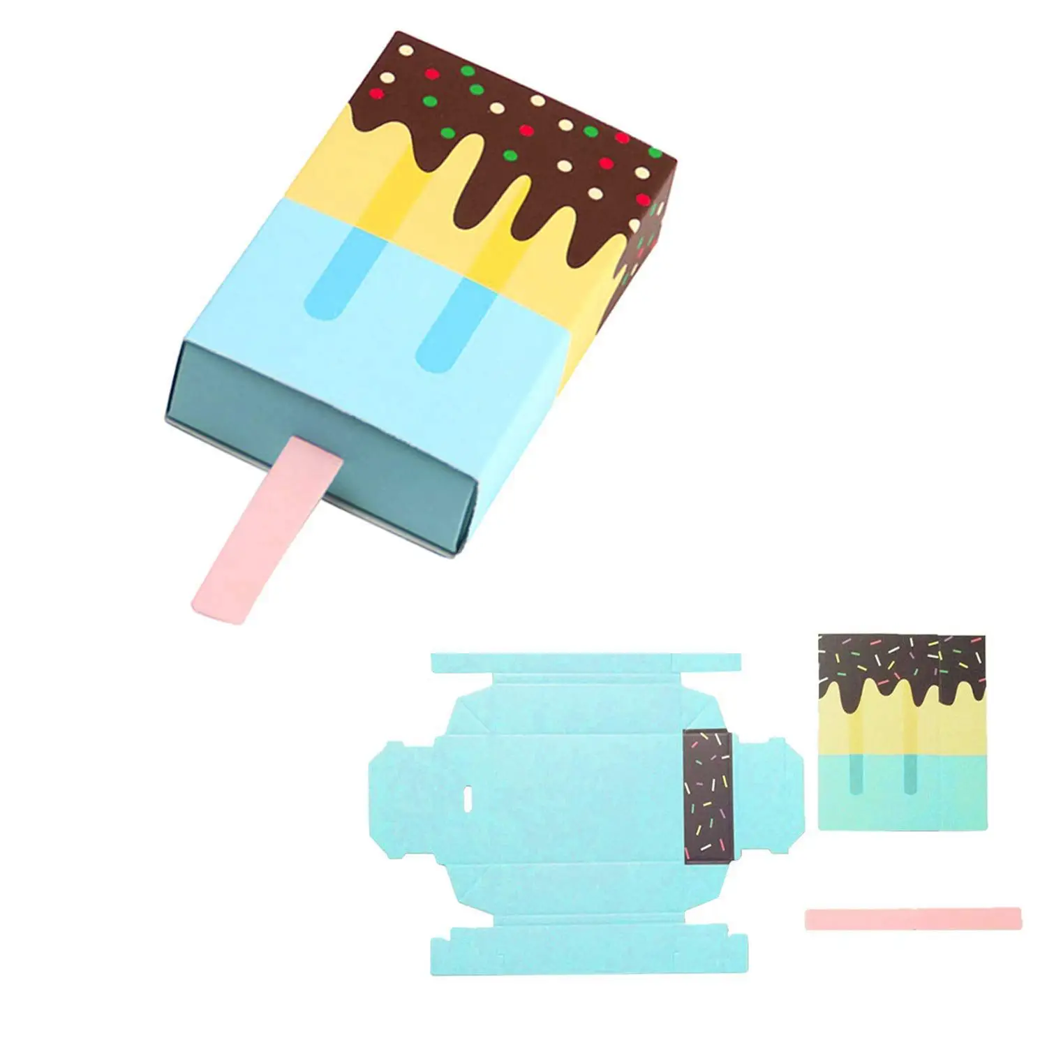 

50Pcs/Pack Mini Ice Cream Shape Wedding Favor Candy Boxes for Wedding Birthday Party Decoration