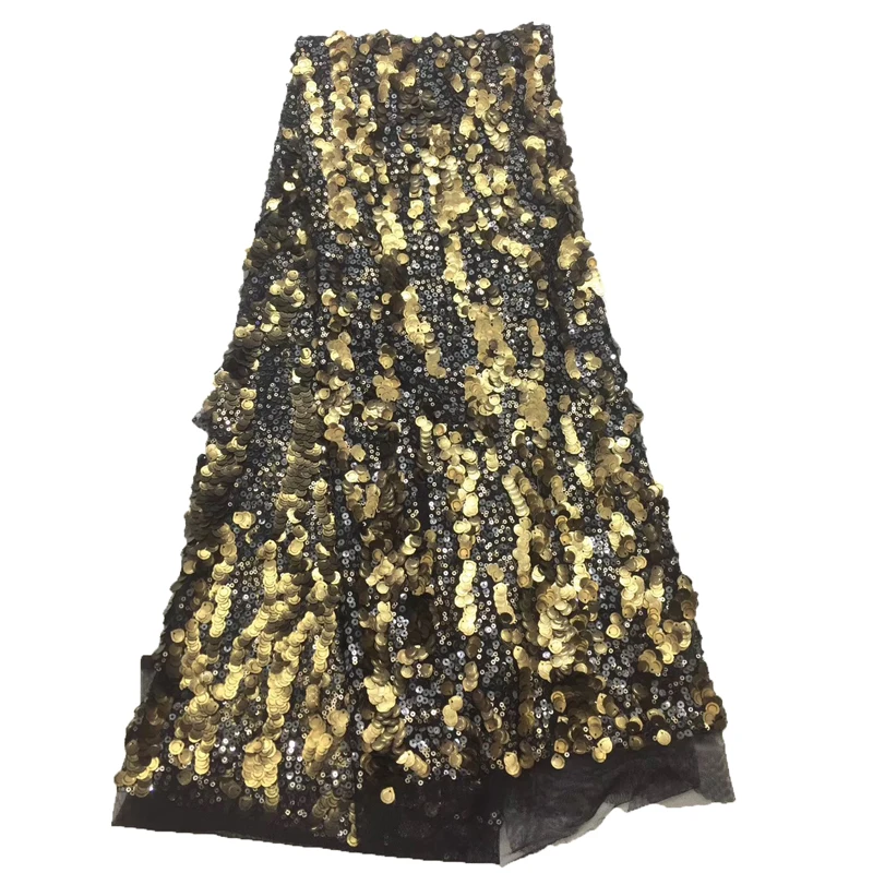 

Wholesale Cheap 2018 Latest Sequin Lace Fabric High Quality African French Gold Color Net Lace Fabric For Nice Dress HJ1404-1