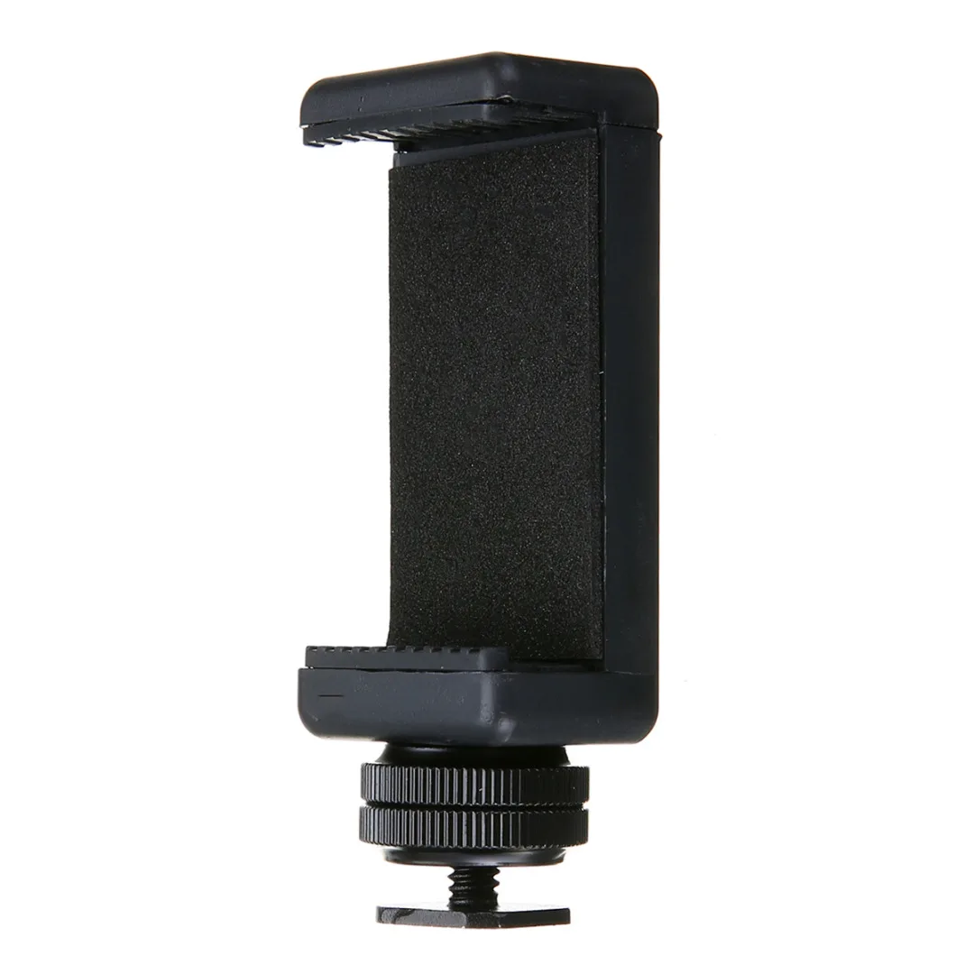 1/4" Black Mobile Phone Clip Holder+ Hot Shoe Adapter Mount Fit For DLSR Camera
