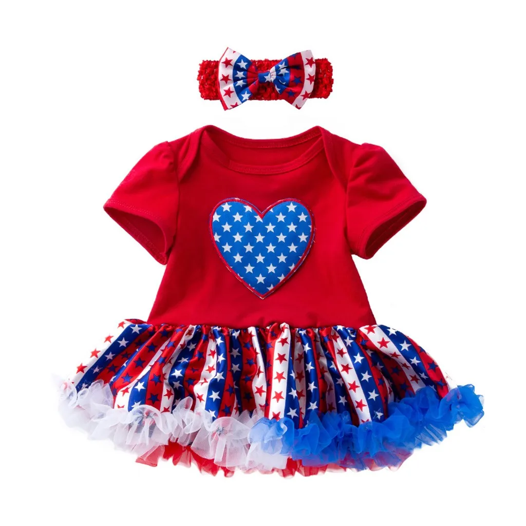 Toddler baby girl summer clothes for baby girl dress 4th Of July Short