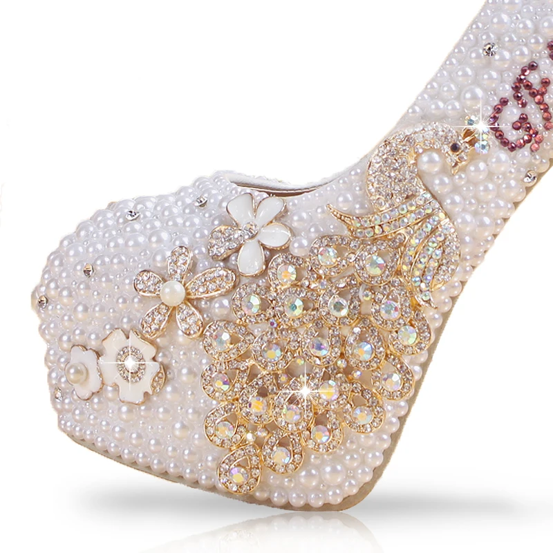 Crystal Handmade Bridal Heels Peacock Female 5 Crystal Handmade Bridal Heels Peacock Female 5