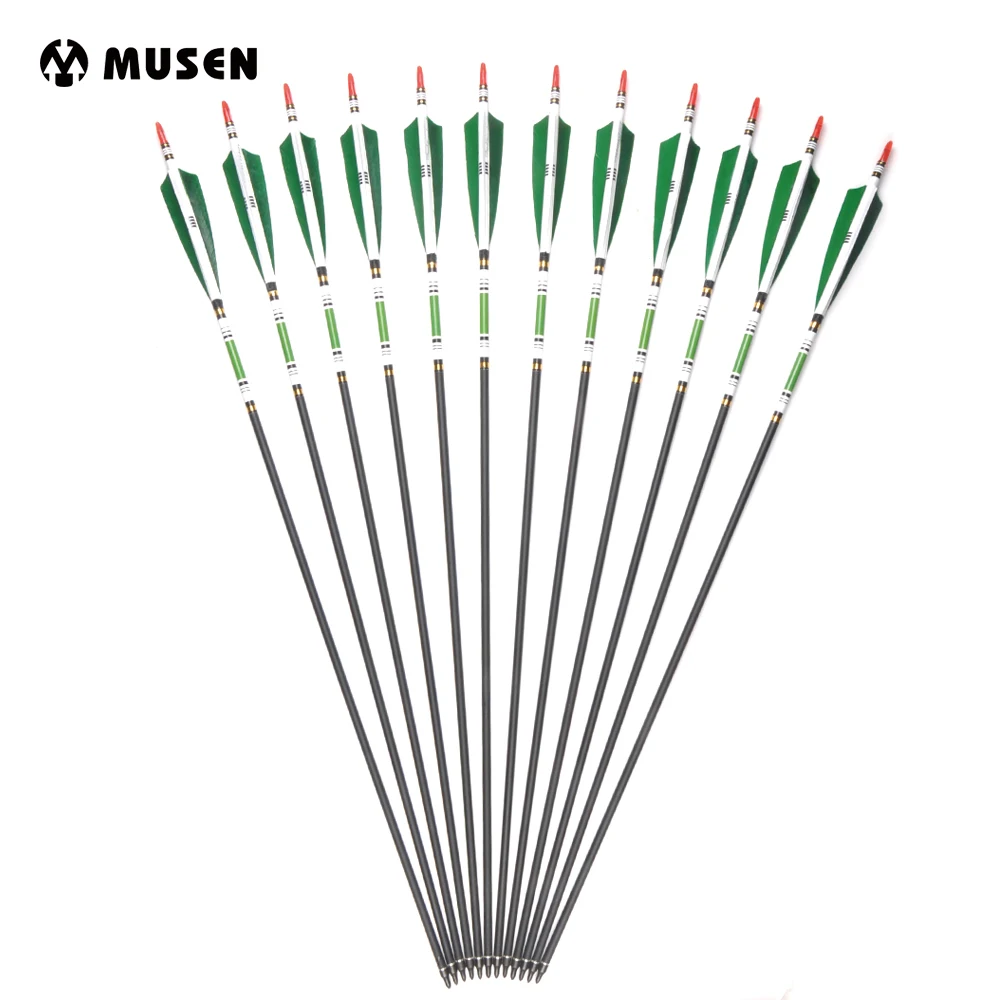 

6 Colors 6/12pcs 80cm Spine 500 Carbon Shaft Arrows with True Turkey Feather for Hunting Shooting and Archery Training Archery