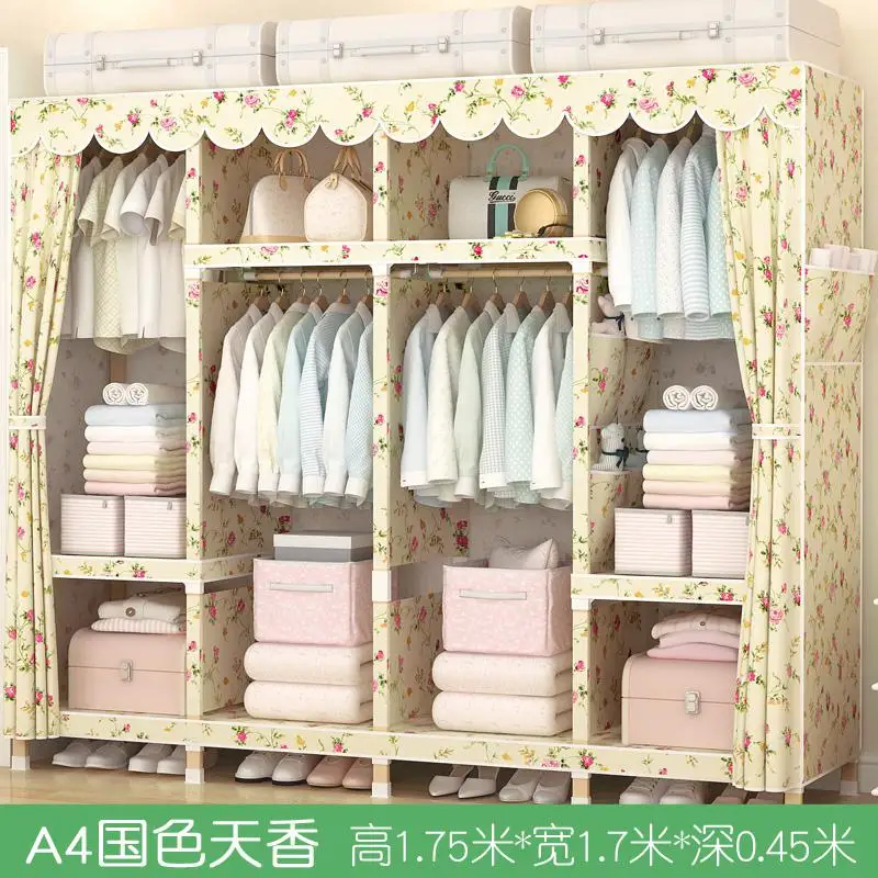Устойчивая деревянная вешалка простой современный экономичный сборочный простой шкаф для спальни для хранения детского гардероба - Цвет: 175cm170cm