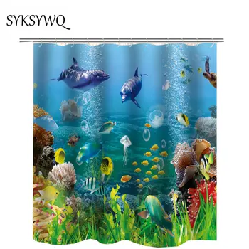 

dolphin shower curtain blue ocean 2018 new arrival drop shipping waterproof bath curtains for bathroom