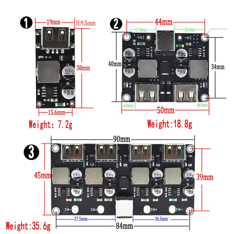 USB QC3.0 QC2.0 DC-DC понижающий преобразователь зарядный понижающий модуль 6-32 в 9 в 12 В 24 В для быстрого зарядного устройства печатная плата 3 в 5 в 12 В