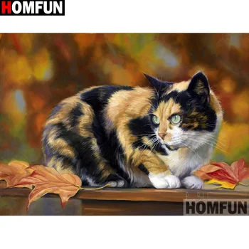 

HOMFUN Full Square/Round Drill 5D DIY Diamond Painting "Animal cat" 3D Embroidery Cross Stitch 5D Home Decor A13339