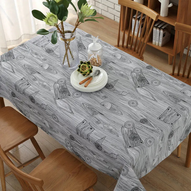Cotton and Linen Tablecloth Modern Minimalist Art Wood Grain Coffee