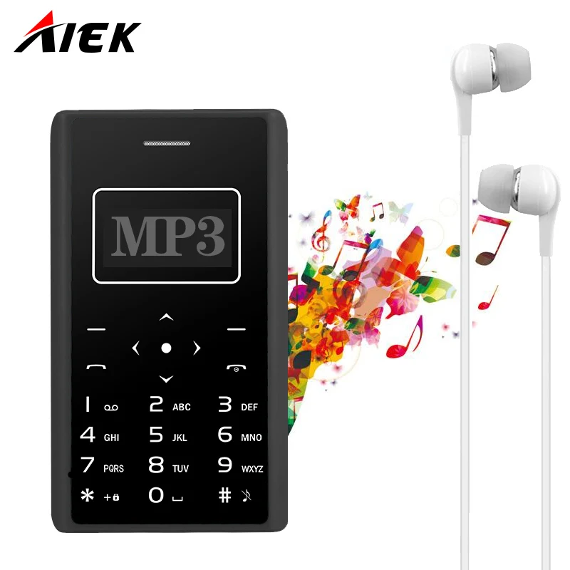 2017 Ultra Thin Card Mobile Phone 4 8mm AIEK AEKU X7 Low Radiation mini pocket students