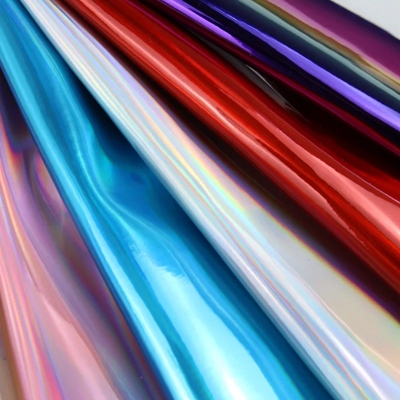 

20*30cm Laser Magic Mirror PVC Faux Leather Fabric For Sewing 10 Colors Artificial Synthetic Leather Diy hair bows Bag Material