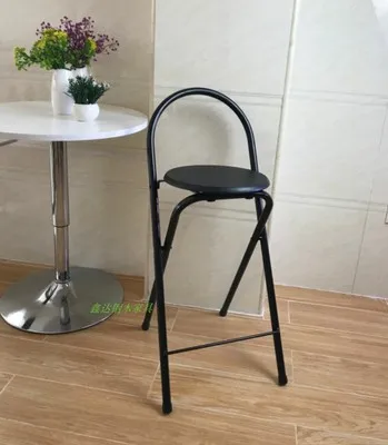 Modern Folding bar stool High foot Chair backrest Seat chair For Man/Woman metal pipe Wine pub stool with high density board