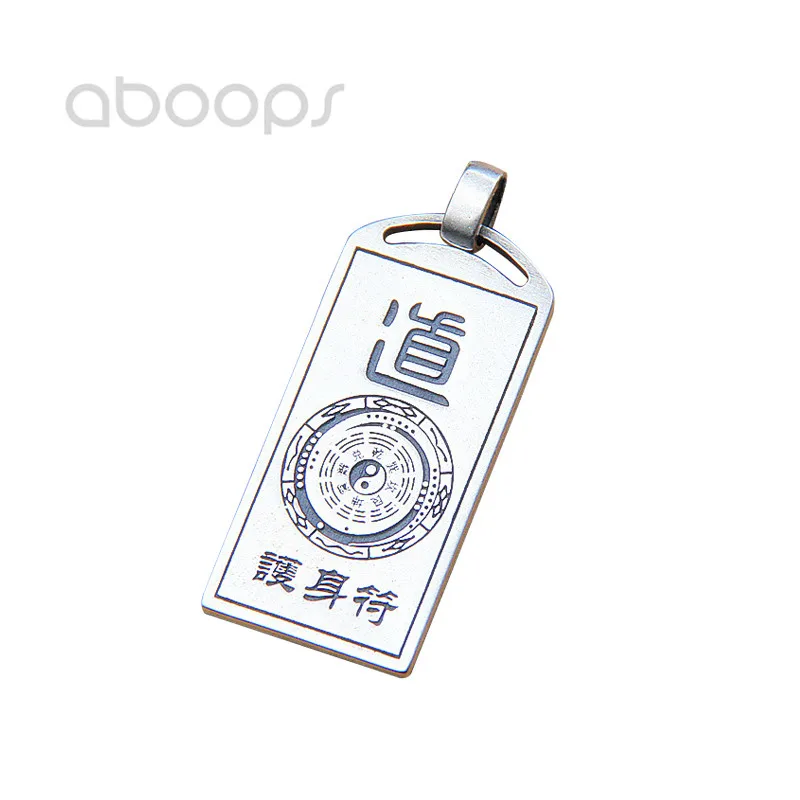 

Vintage 925 Sterling Silver Taoism Peace Amulet Tag Pendant for Men Women Free Shipping