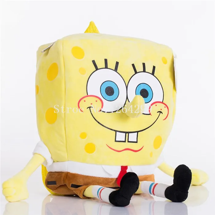 Новая мода SpongeBob квадратные штаны для девочек и мальчиков мультфильм Плюшевый Рюкзак Дети Мягкие школьные сумки для детей