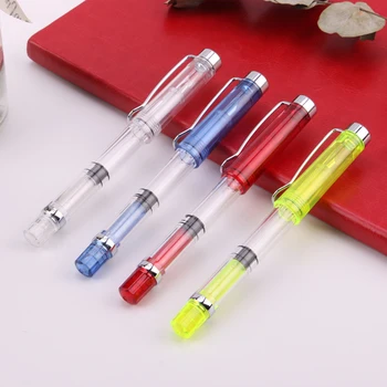 

Transparent Plastic Fountain Pen 7 Colors 0.5mm Calligraphy Ink Pens for Writing School Office Stationery Supplies