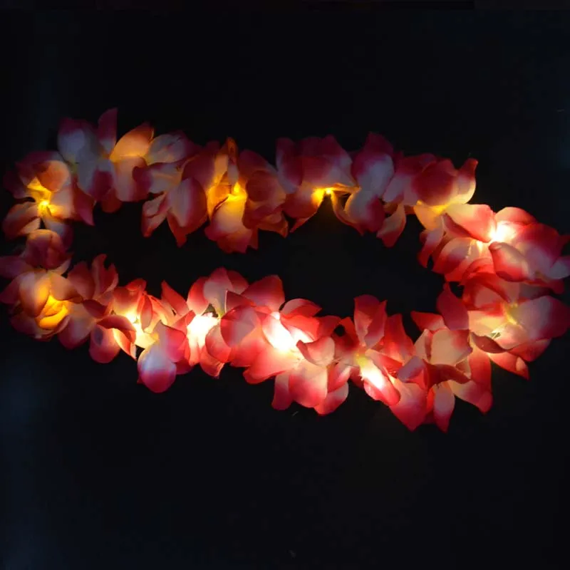 

THICK LED HAWAIIAN LEI HULA LIGHT UP FLOWER GARLANDS NECKLACE PARTY COSTUME LOT