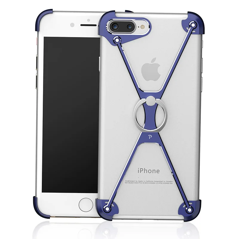 Мобильный чехол для телефона для iPhone 7, 6, 6 S, 8 X Plus, ультратонкая алюминиевая металлическая Противоударная защитная рамка, кольцо-держатель, SMSNXY