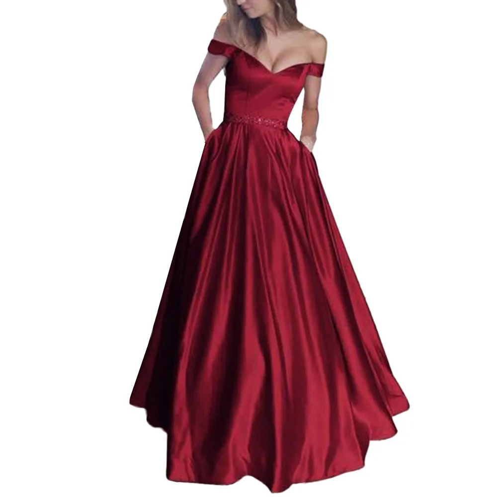 

Women's V-neck Sleeveless Vest Lace Fighting Receiving Waist Solid Color Sexy Natural Sling Party Long Dress mujer