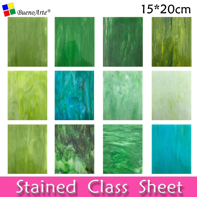 

4 Pieces 15X20 CM Art Stained Glass Sheets Opal Series Glass Cathedral glass for DIY Mosaic works art supplier Tiffany glass