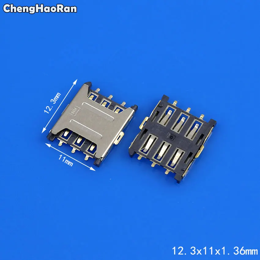 ChengHaoRan 2pcs/lot Nano-SIM 6P Mini Card Holder Plug Type Nano sim Connector Socket chenghaoran 6pin push micro sim card socket holder slot replacement connector ka 306