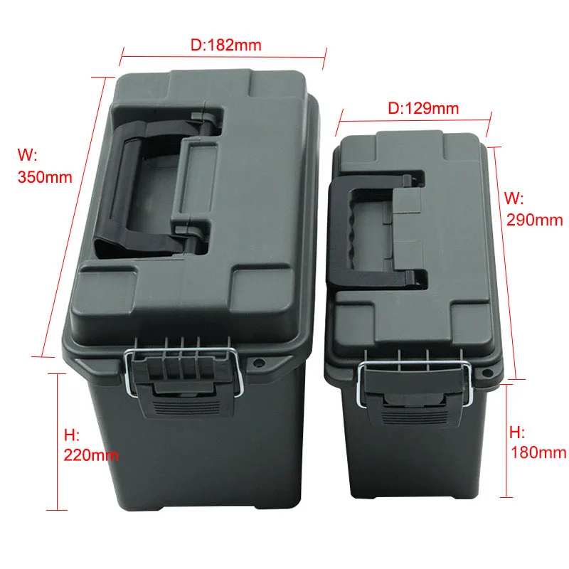 Details about   Ammo Box Military Style Plastic Storage Can Heavy Duty Caliber Bulk Ammo Crate 