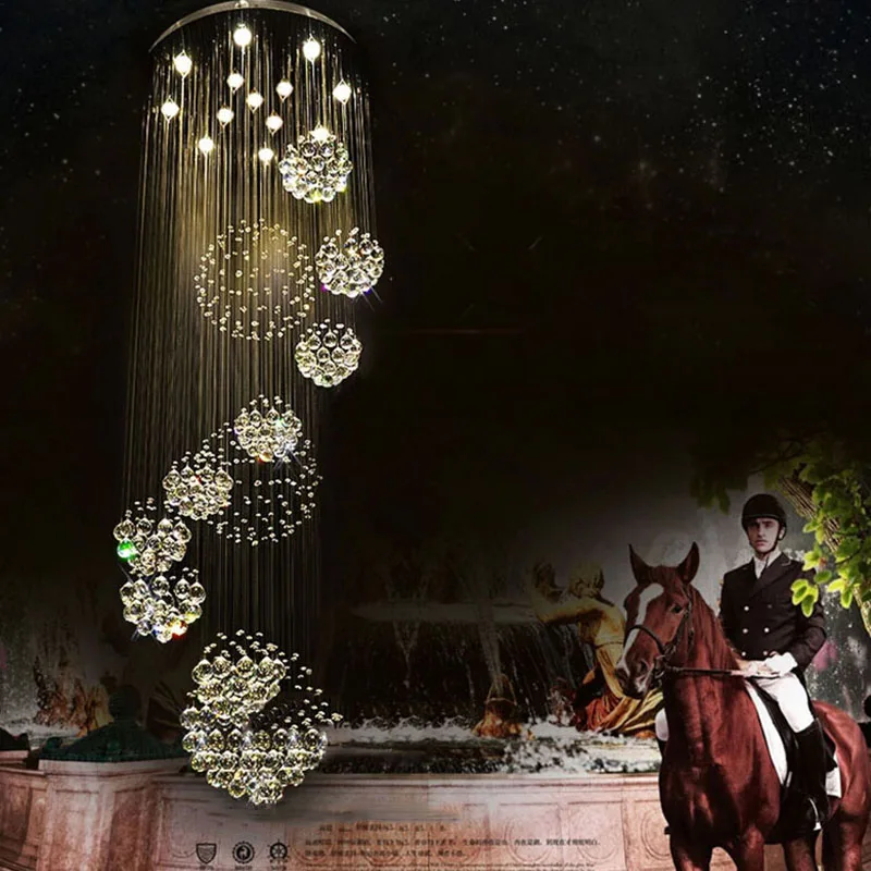 Lustre de Cristal Novo Moderno Bola Design Lustre Grandes Lustres Luzes D80 * H300cm Garantia 100% 2020 13 Pçs 2 cristal bola design lustre grandes lustres luzes d80 * h300cm garantia 100%