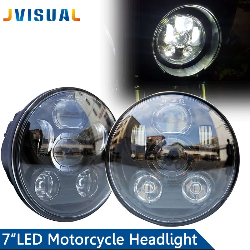 RGB круглые 7 дюймовые СВЕТОДИОДНЫЕ Фары H4 H13 Angel Eye Hi Lo 12В 24В для Jeep Wrangler Land Rover Lada Niva