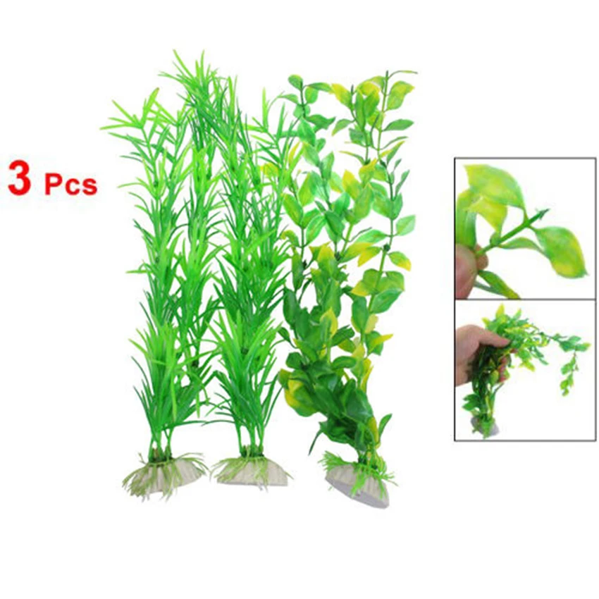 3 шт./компл. аквариума желтый и зеленый цвета Пластик искусственные растения 13," высота