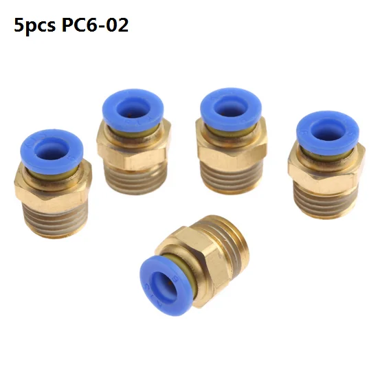 5Pcs Brass 6mm Pneumatic Connector Male Straight One touch Pneumatic